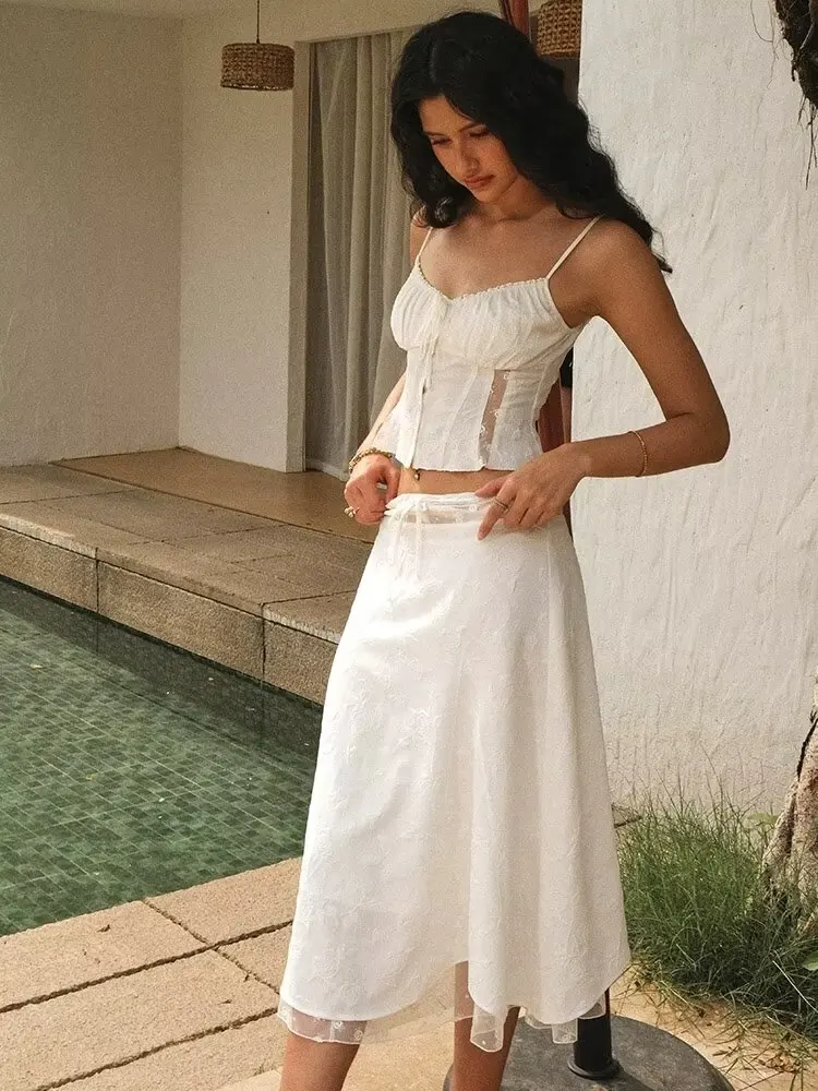 Embroidery White Dress - Chicheca Yaz Beyaz Elbise Seti Kadın