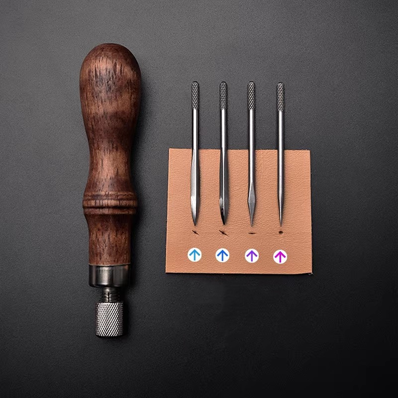 Punch Needle Handle - Ahşap Saplı 4'ü 1 Arada Deri
