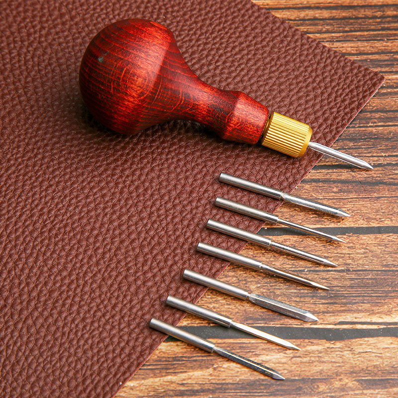 Punch Needle Handle - 1 takım DIY Deri Yumruk Awl