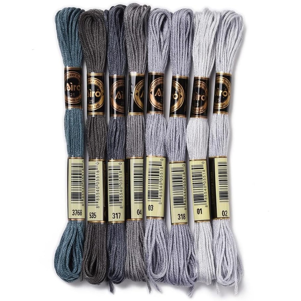Embroidery X Stitch - 8 Skeins 70 Metre Gri Dostluk