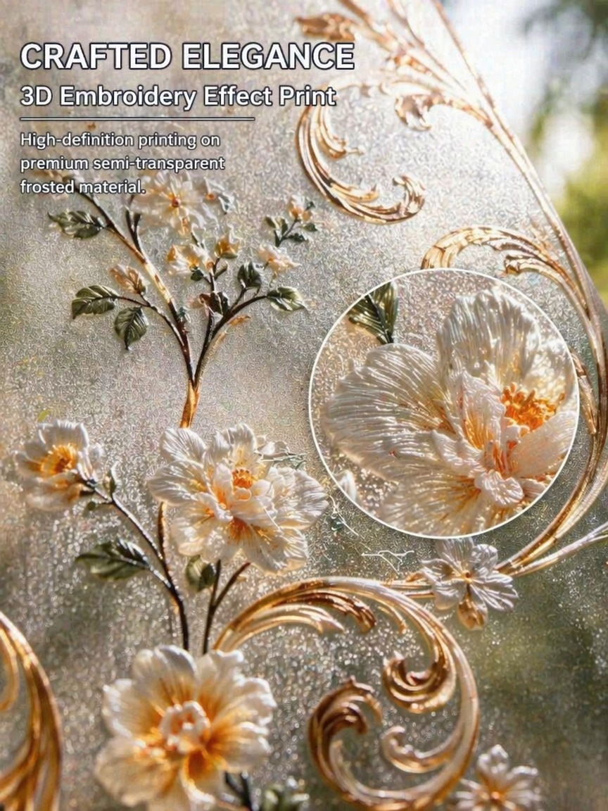 Embroidery Diy - Nakış Desenli Buzlu Gizlilik Cam Filmi
