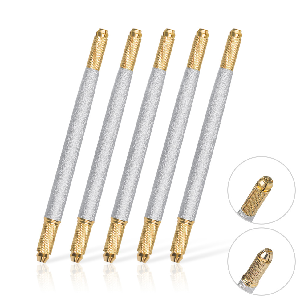 Embroidery Needle Pen - 1 adet Microblading çift uç Metal