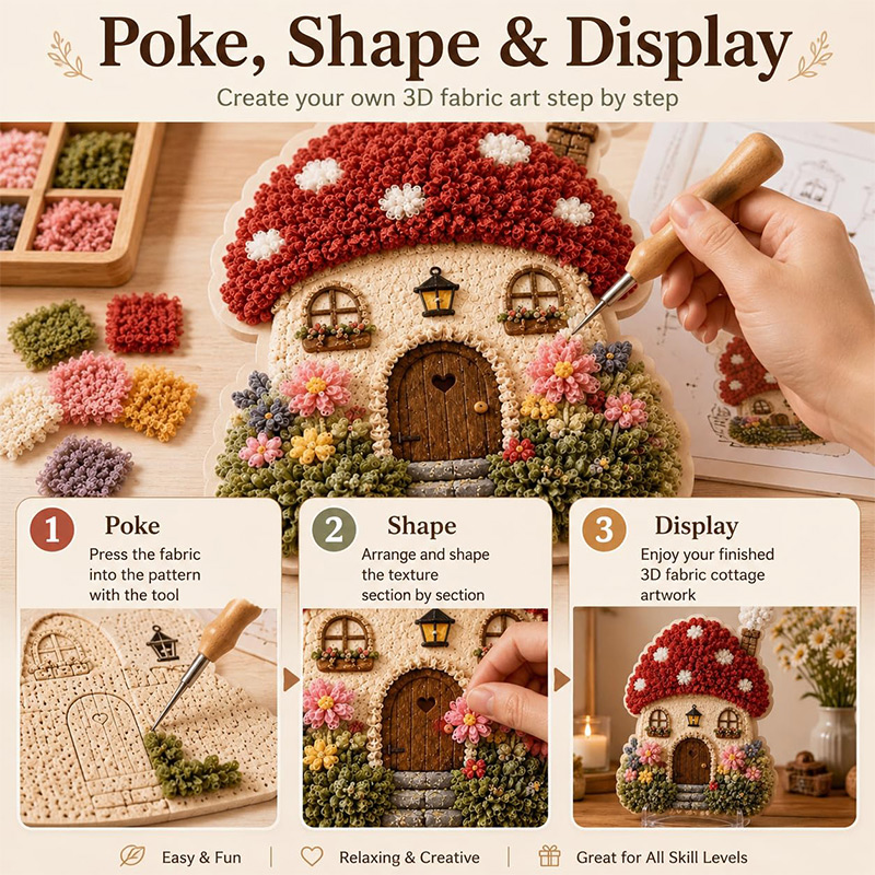 3D Mantar Ev Poke Art DIY Kiti - Embroidery Diy incelemesi ve fiyatı