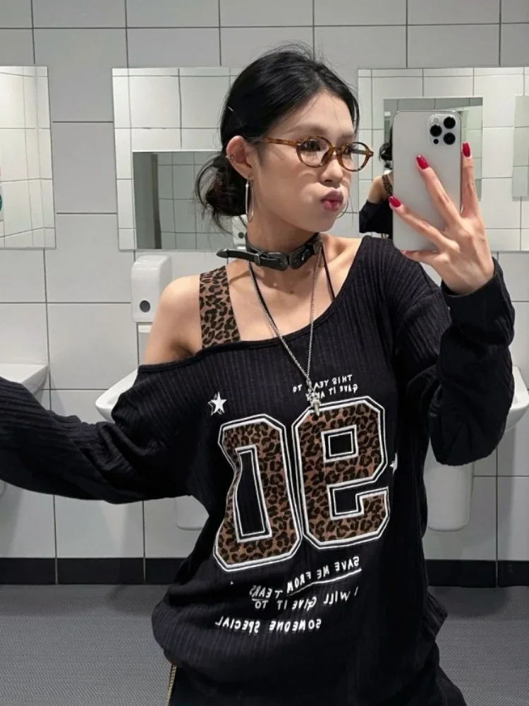 Y2K Patchwork Leopar Desenli T - Embroidery Shirt incelemesi ve fiyatı