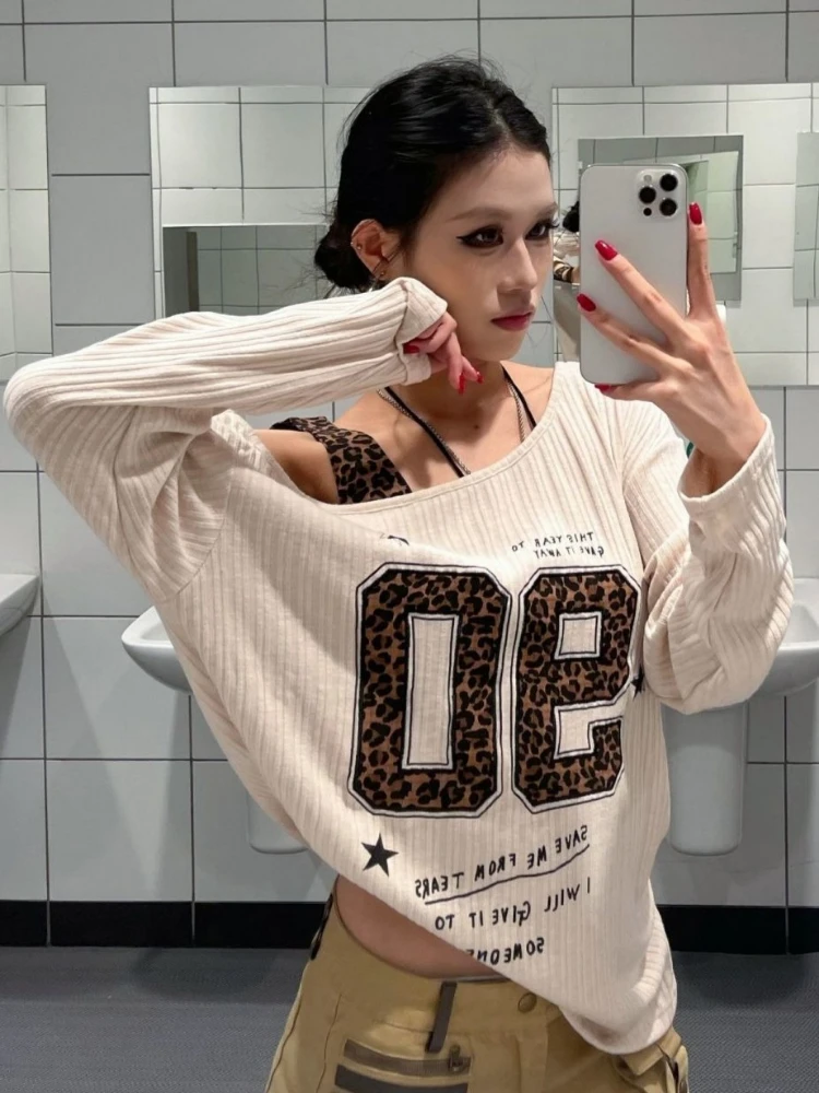 Y2K Patchwork Leopar Desenli T - Embroidery Shirt incelemesi ve fiyatı