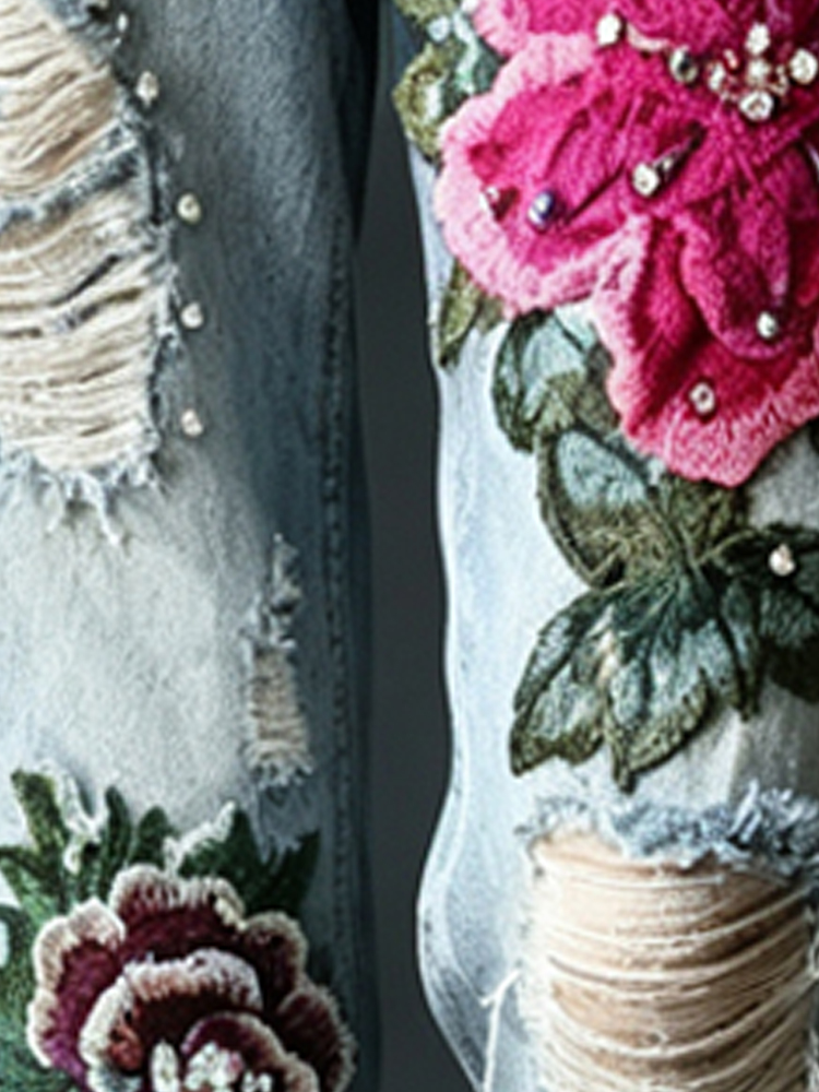 Kadın Vintage Eskitilmiş Kot P - Embroidery Effect incelemesi ve fiyatı